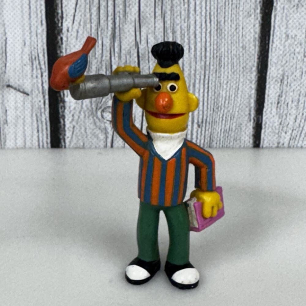Vintage Bert With Telescope Bird Sesame Street Figure Cake Topper Applause PVC